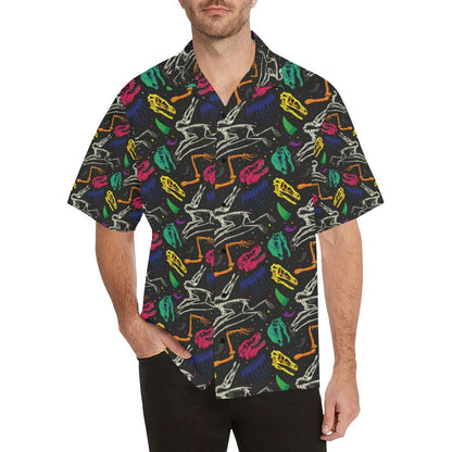 Dinosaur Skull Color Print Pattern Men Aloha Hawaiian Shirt