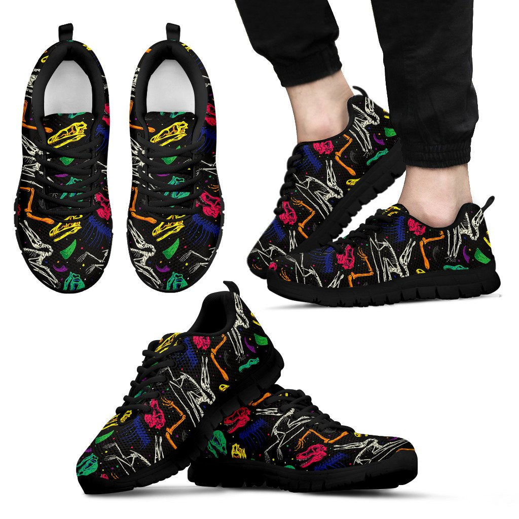 Dinosaur Skull Color Print Pattern Men Sneakers Shoes