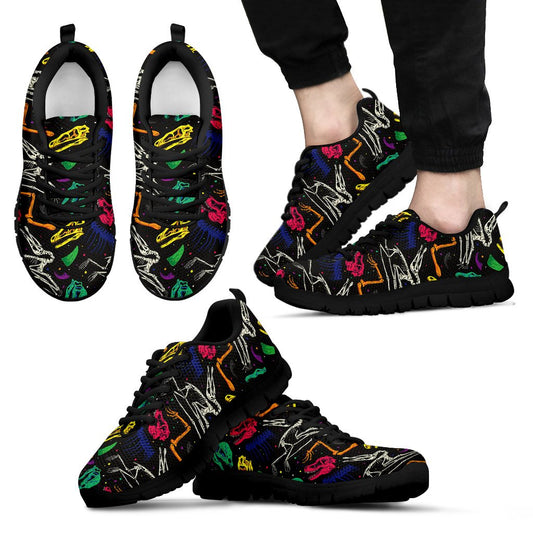 Dinosaur Skull Color Print Pattern Men Sneakers Shoes