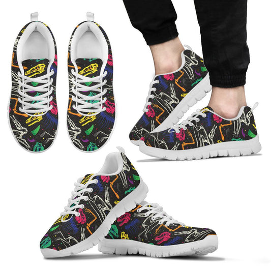Dinosaur Skull Color Print Pattern Men Sneakers Shoes