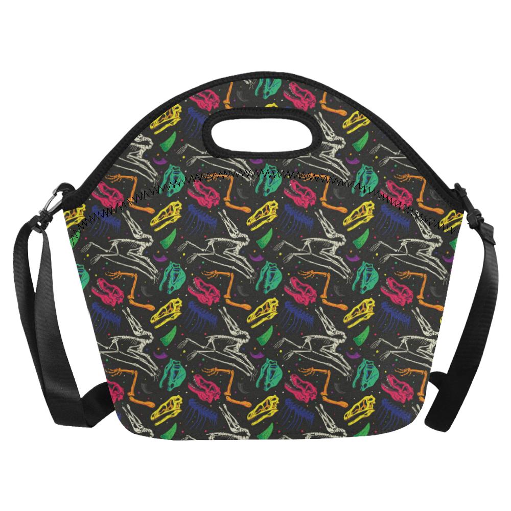Dinosaur Skull Color Print Pattern Neoprene Lunch Bag (Model 1669)(Large)-JTAMIGO.COM