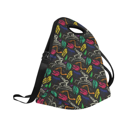Dinosaur Skull Color Print Pattern Neoprene Lunch Bag (Model 1669)(Large)-JTAMIGO.COM