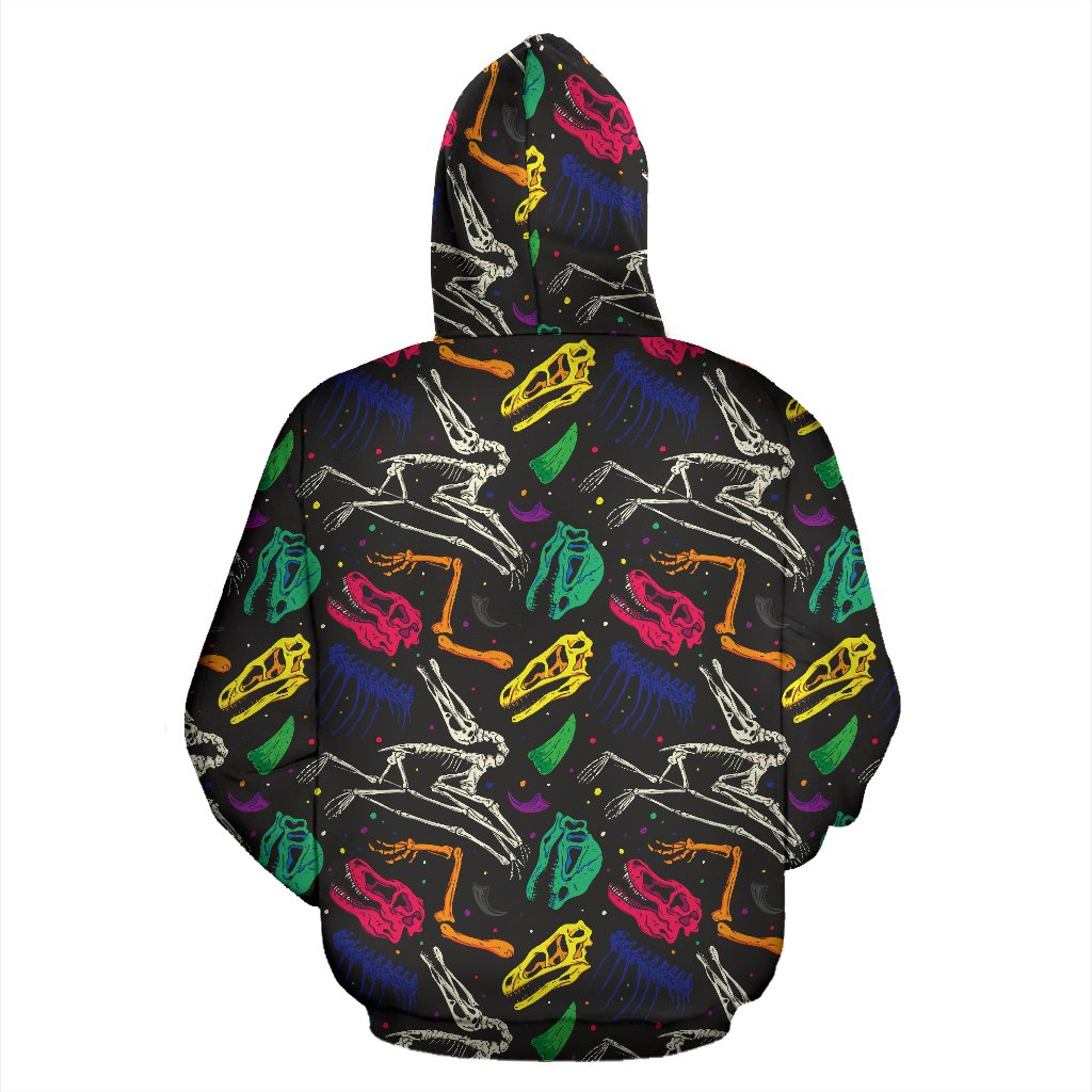 Dinosaur Skull Color Print Pattern Pullover Hoodie