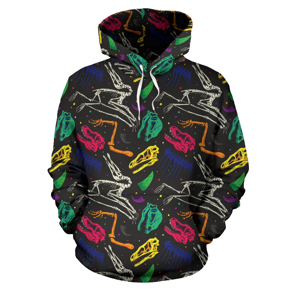 Dinosaur Skull Color Print Pattern Pullover Hoodie