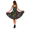 Dinosaur Skull Color Print Pattern Sleeveless Dress