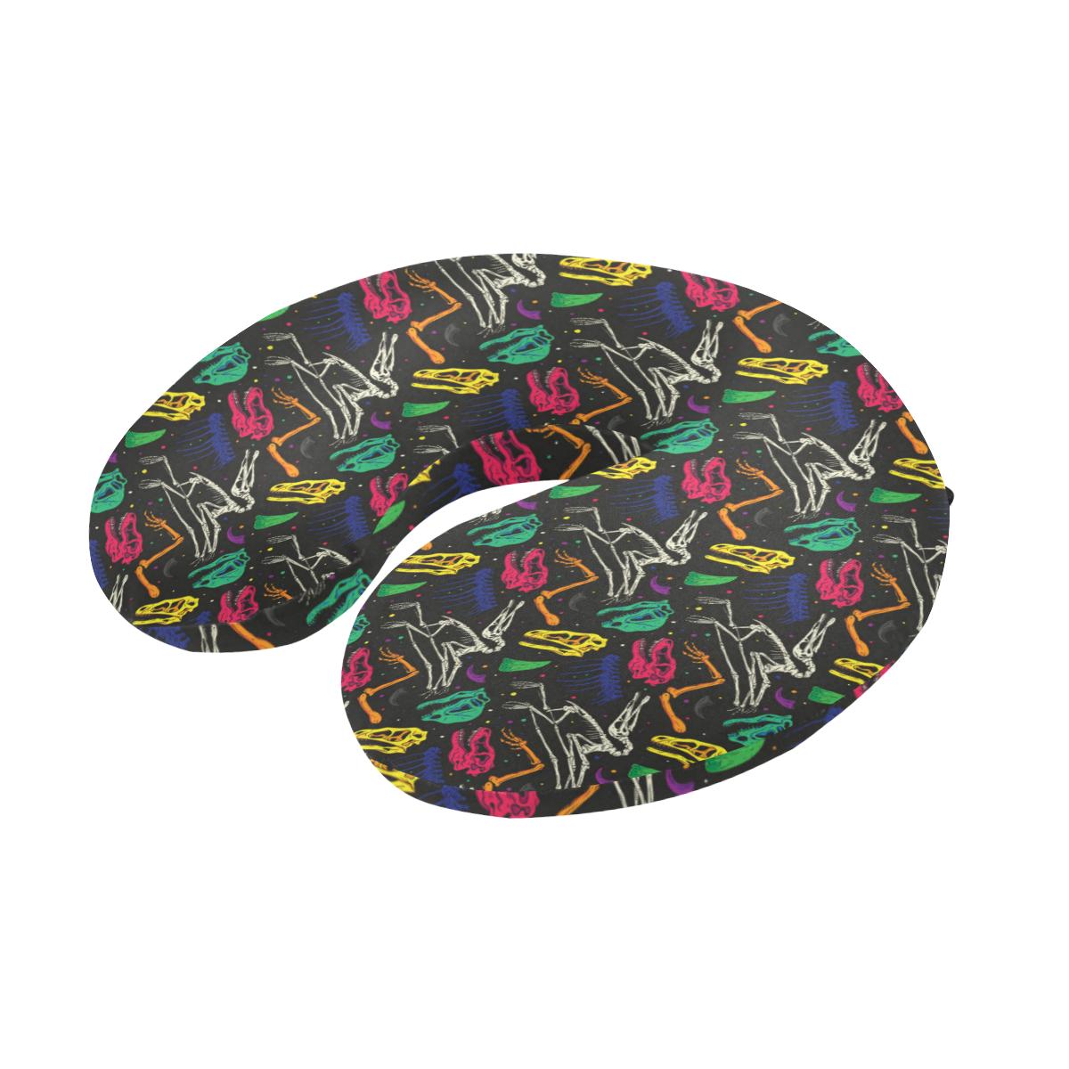 Dinosaur Skull Color Print Pattern U-Shaped Travel Neck Pillow-JTAMIGO.COM