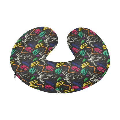 Dinosaur Skull Color Print Pattern U-Shaped Travel Neck Pillow-JTAMIGO.COM