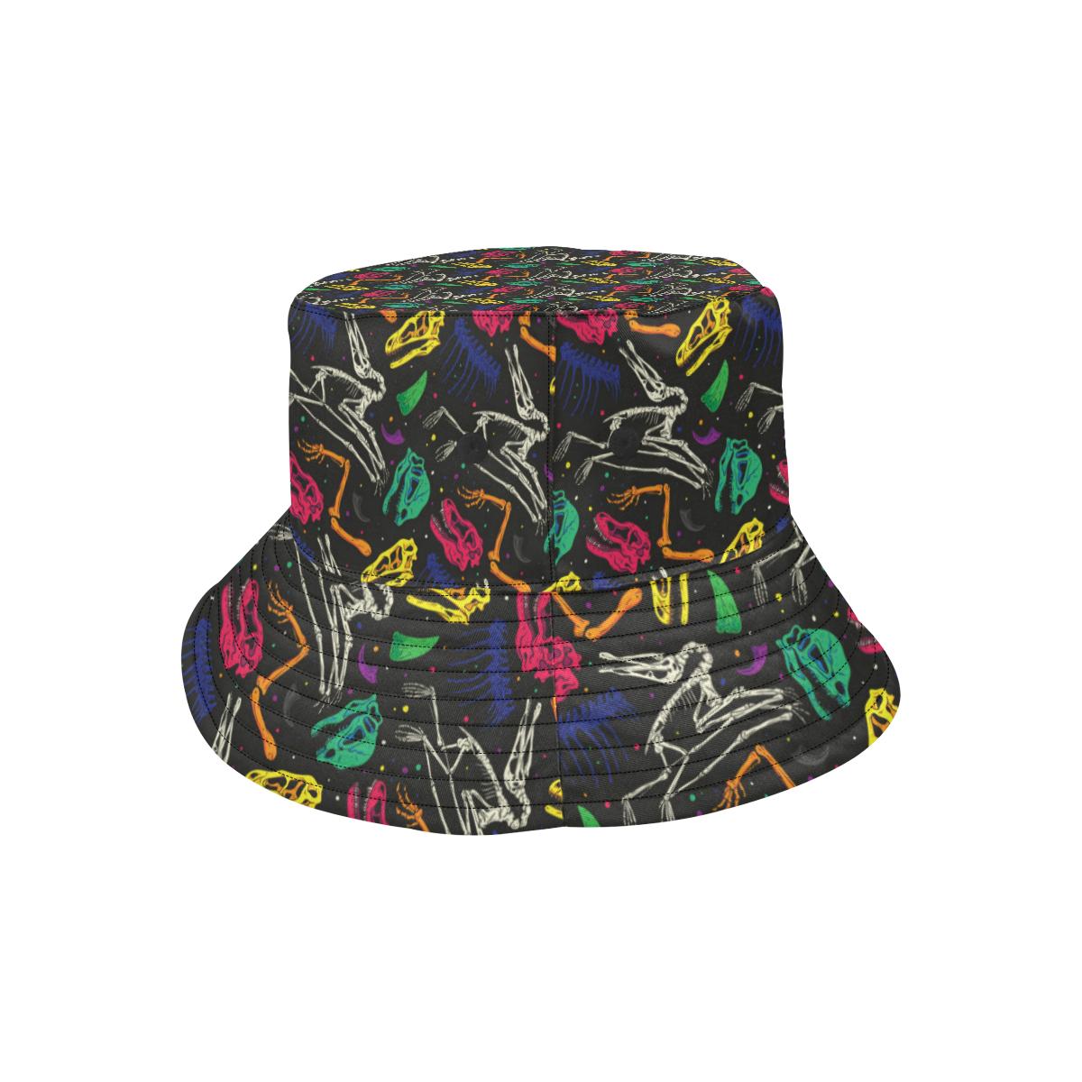 Dinosaur Skull Color Print Pattern Unisex Bucket Hat