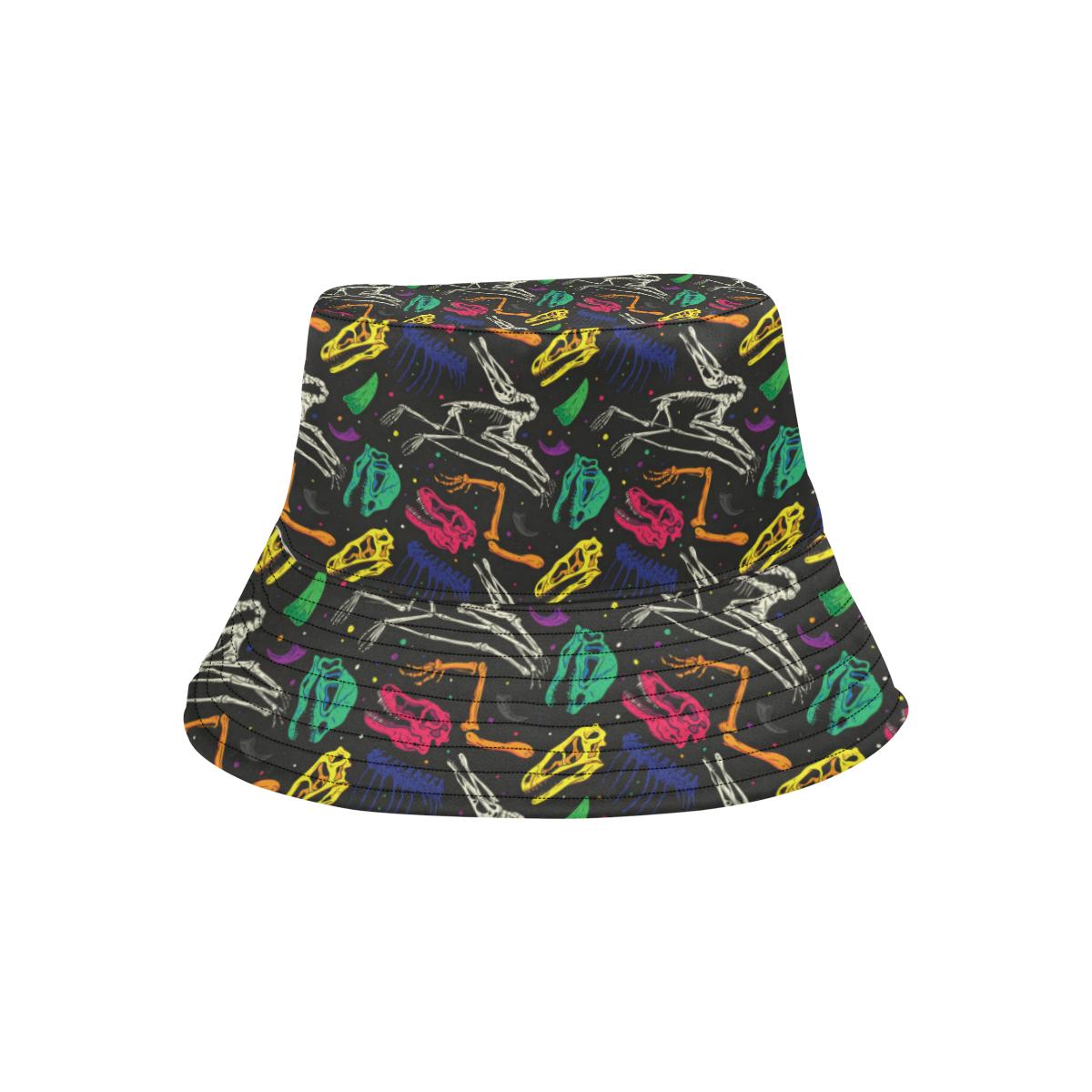 Dinosaur Skull Color Print Pattern Unisex Bucket Hat