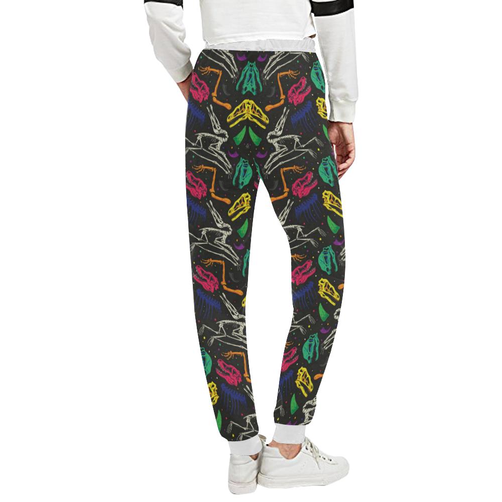 Dinosaur Skull Color Print Pattern Unisex Casual Sweatpants (Model L11)-JTAMIGO.COM