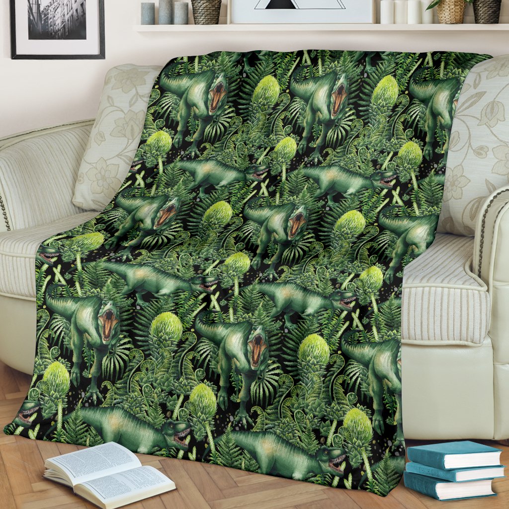 Dinosaur T Rex Print Pattern Fleece Blanket