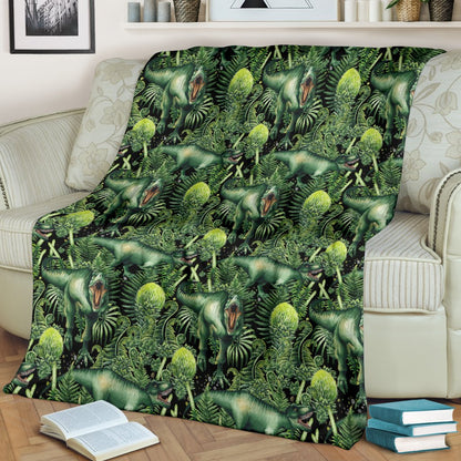 Dinosaur T Rex Print Pattern Fleece Blanket