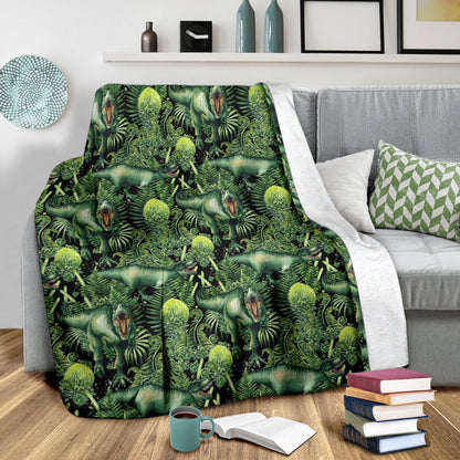 Dinosaur T Rex Print Pattern Fleece Blanket