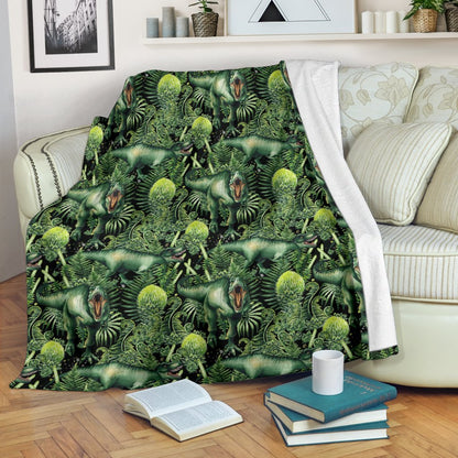 Dinosaur T Rex Print Pattern Fleece Blanket