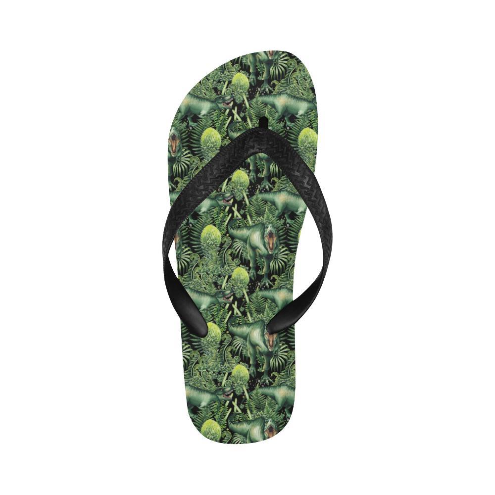 Dinosaur T Rex Print Pattern Flip Flops-JTAMIGO.COM