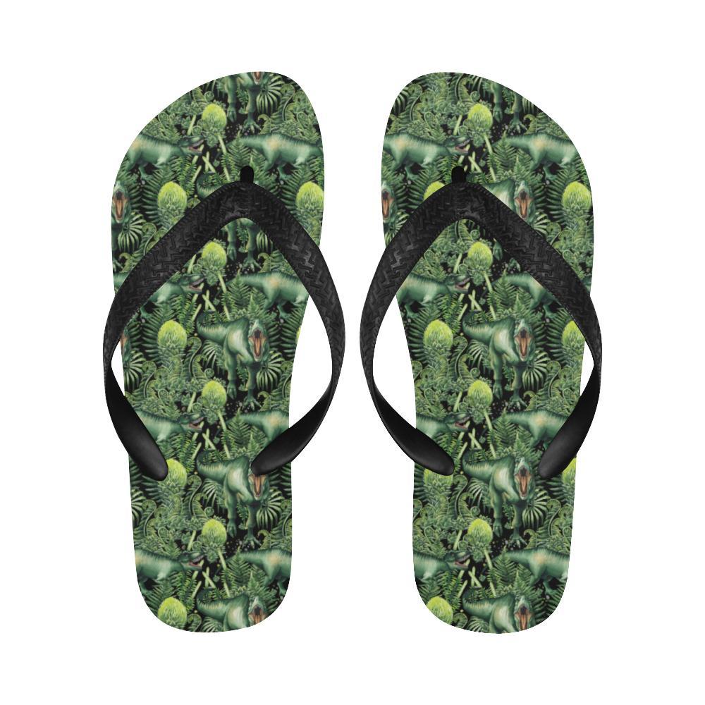 Dinosaur T Rex Print Pattern Flip Flops-JTAMIGO.COM