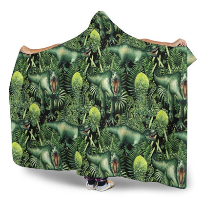 Dinosaur T Rex Print Pattern Hooded Blanket-JTAMIGO.COM