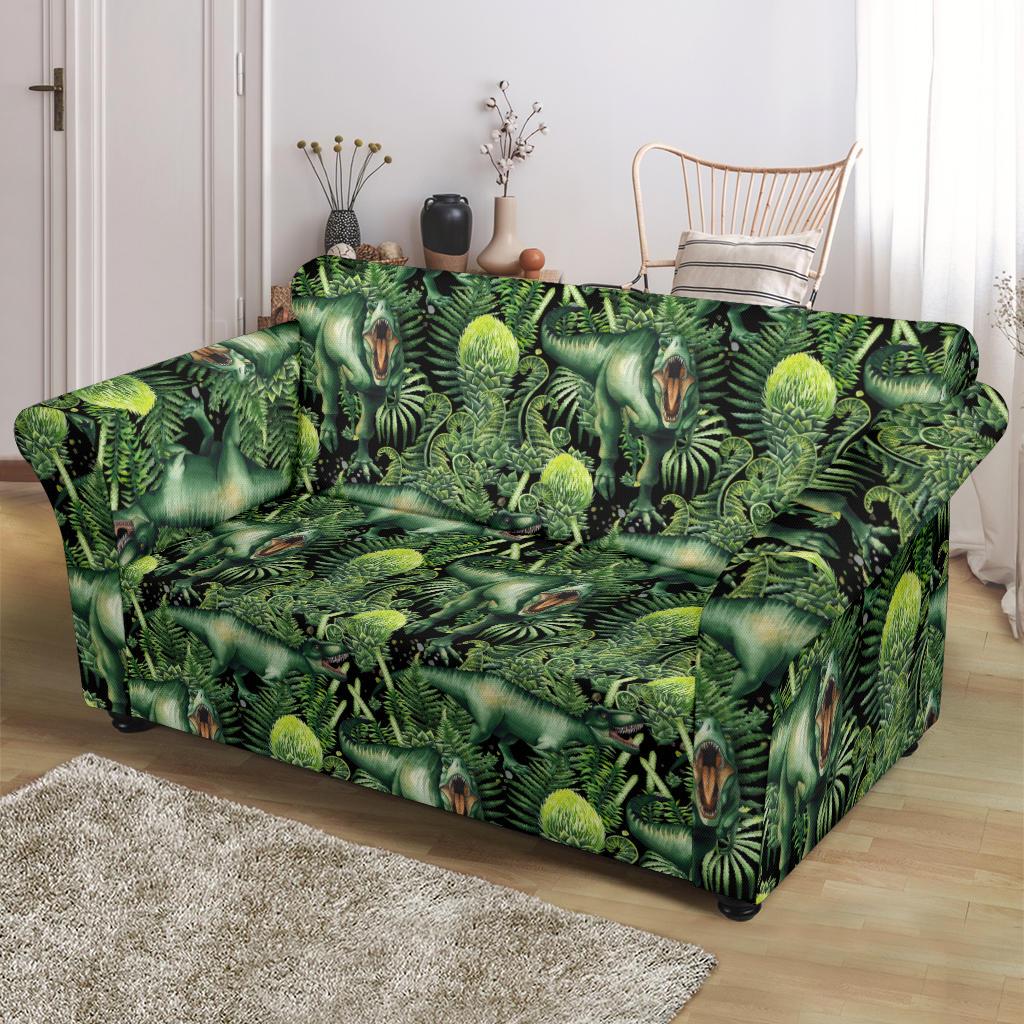Dinosaur T Rex Print Pattern Loveseat Slipcover-JTAMIGO.COM
