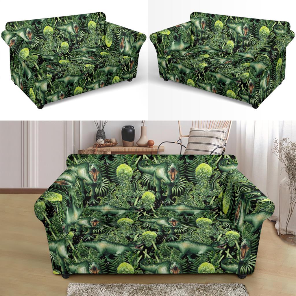 Dinosaur T Rex Print Pattern Loveseat Slipcover-JTAMIGO.COM
