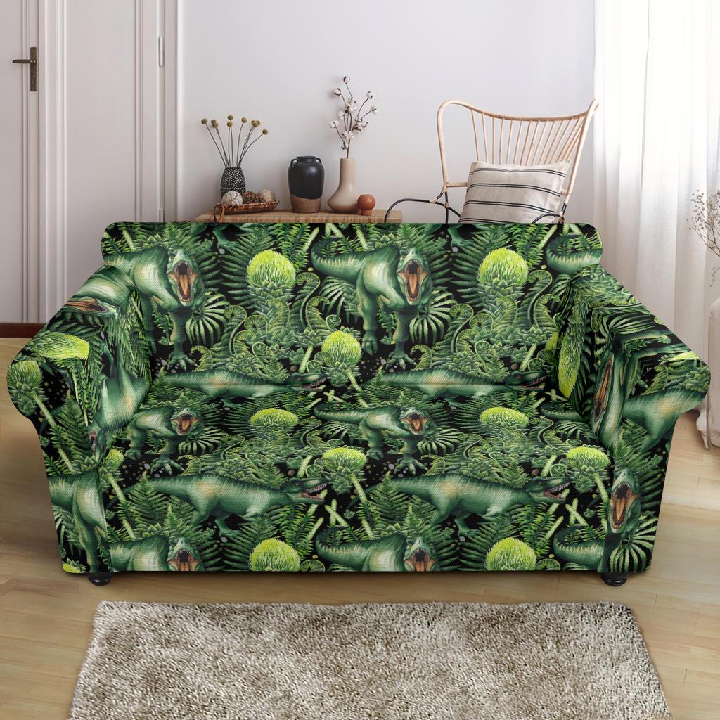 Dinosaur T Rex Print Pattern Loveseat Slipcover-JTAMIGO.COM