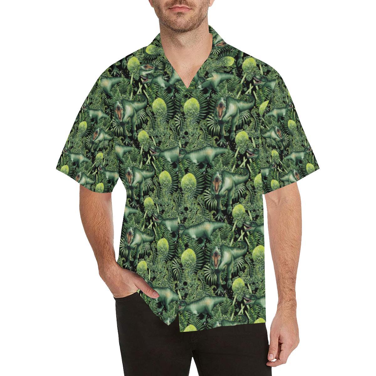 Dinosaur T Rex Print Pattern Men Aloha Hawaiian Shirt