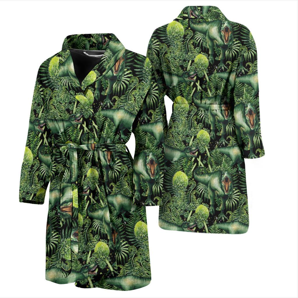 Dinosaur T Rex Print Pattern Men Bath Robe-JTAMIGO.COM
