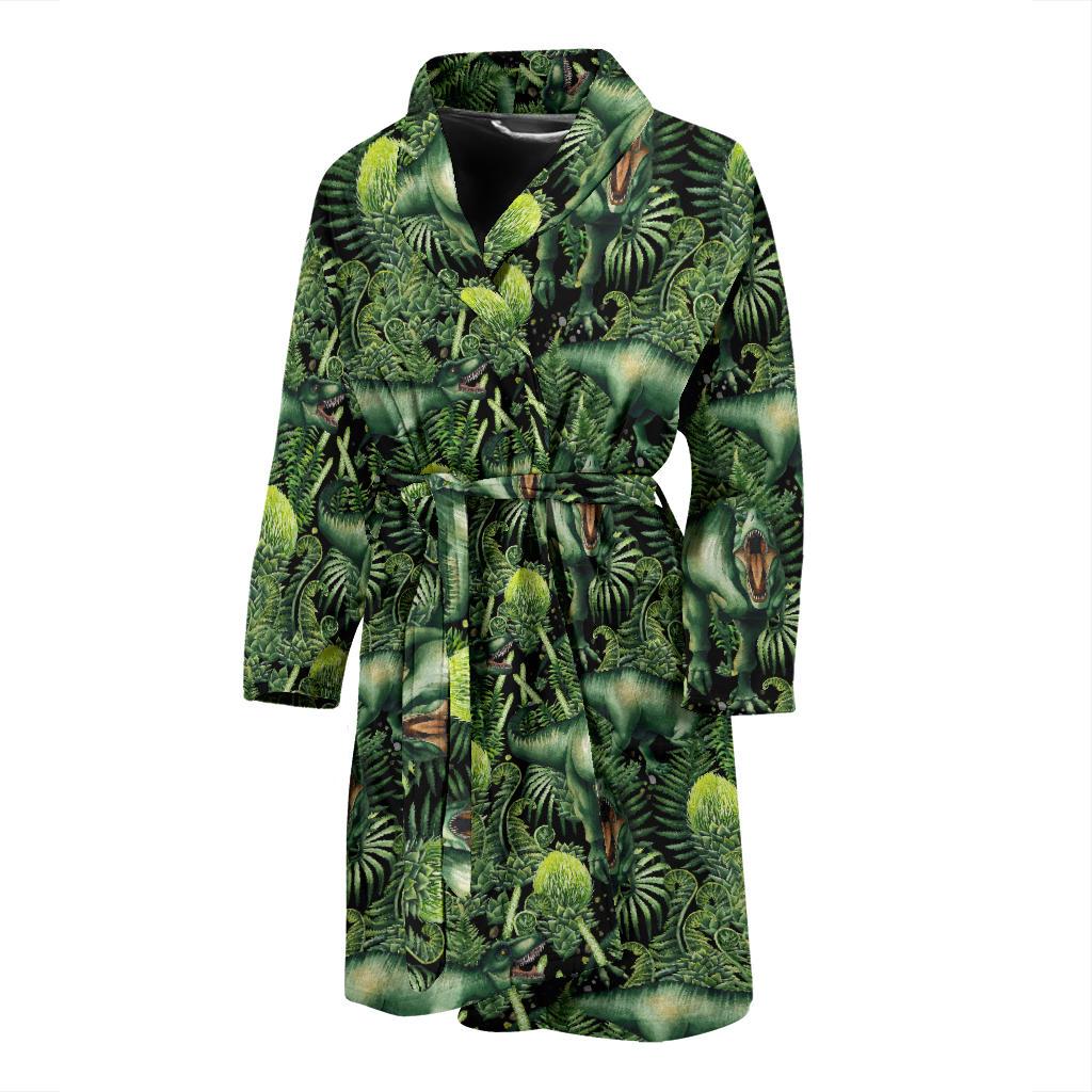 Dinosaur T Rex Print Pattern Men Bath Robe-JTAMIGO.COM