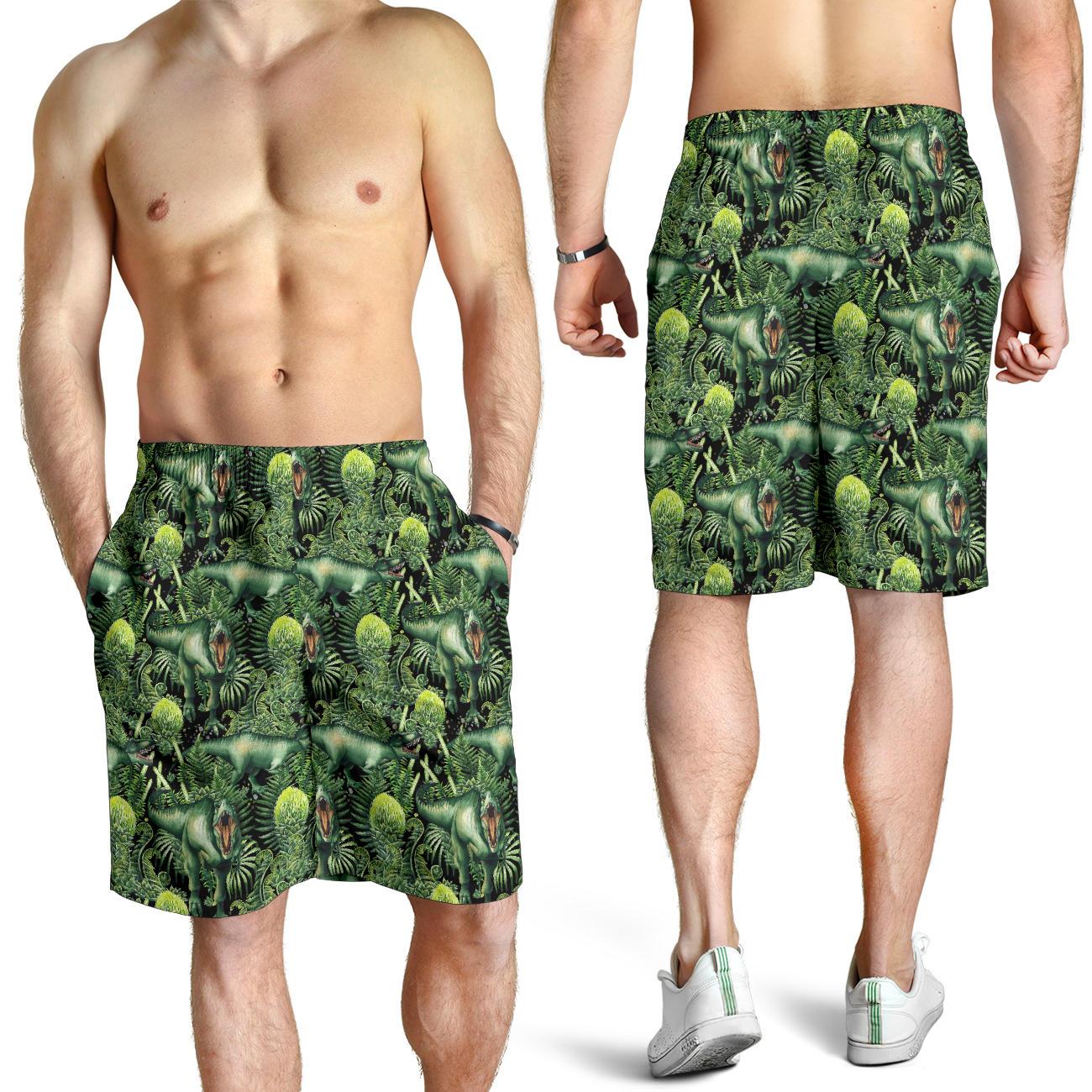 Dinosaur T Rex Print Pattern Mens Shorts-JTAMIGO.COM