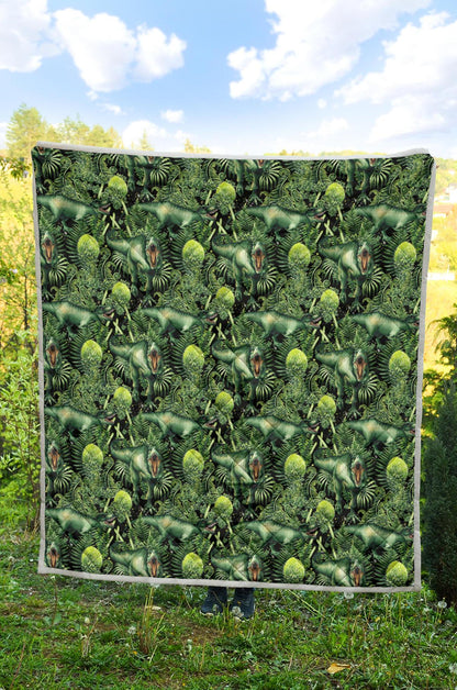 Dinosaur T Rex Print Pattern Premium Quilt-JTAMIGO.COM