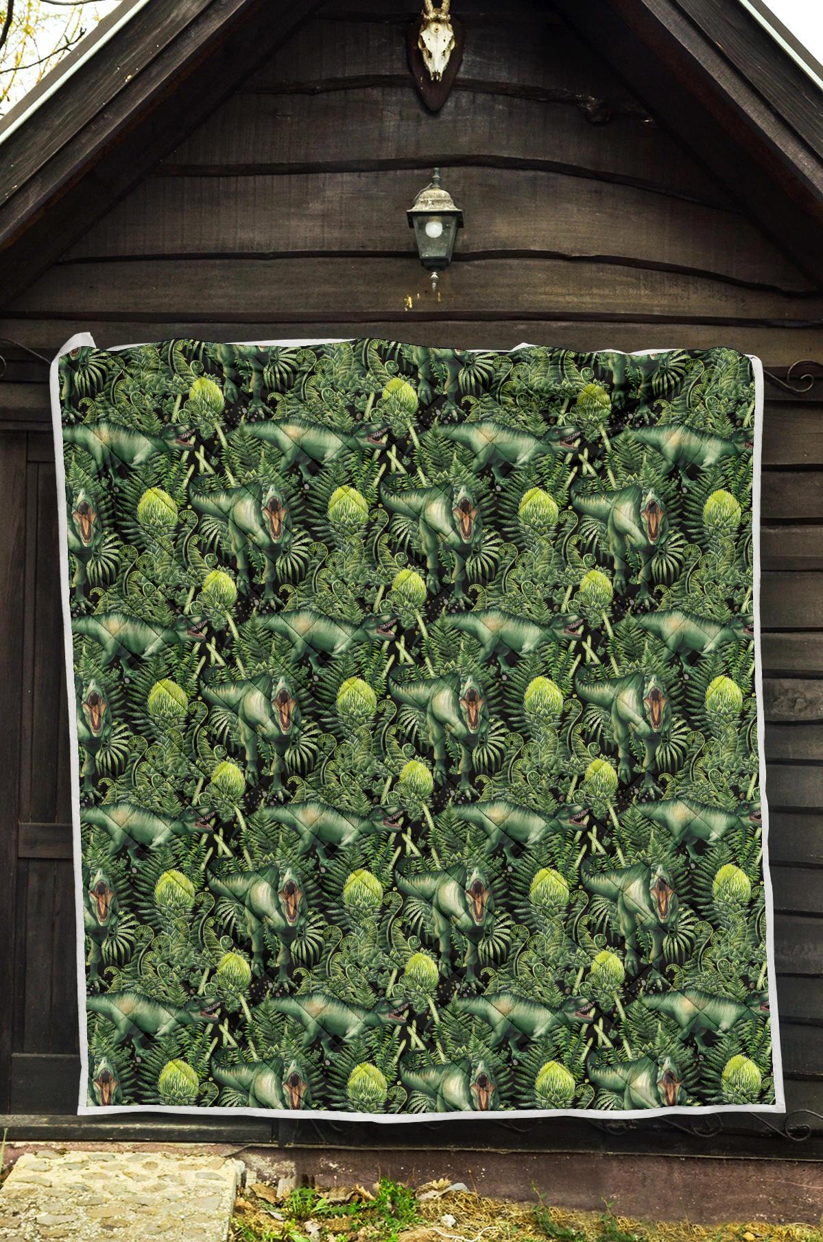 Dinosaur T Rex Print Pattern Premium Quilt-JTAMIGO.COM