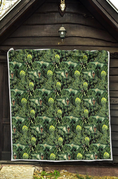 Dinosaur T Rex Print Pattern Premium Quilt-JTAMIGO.COM