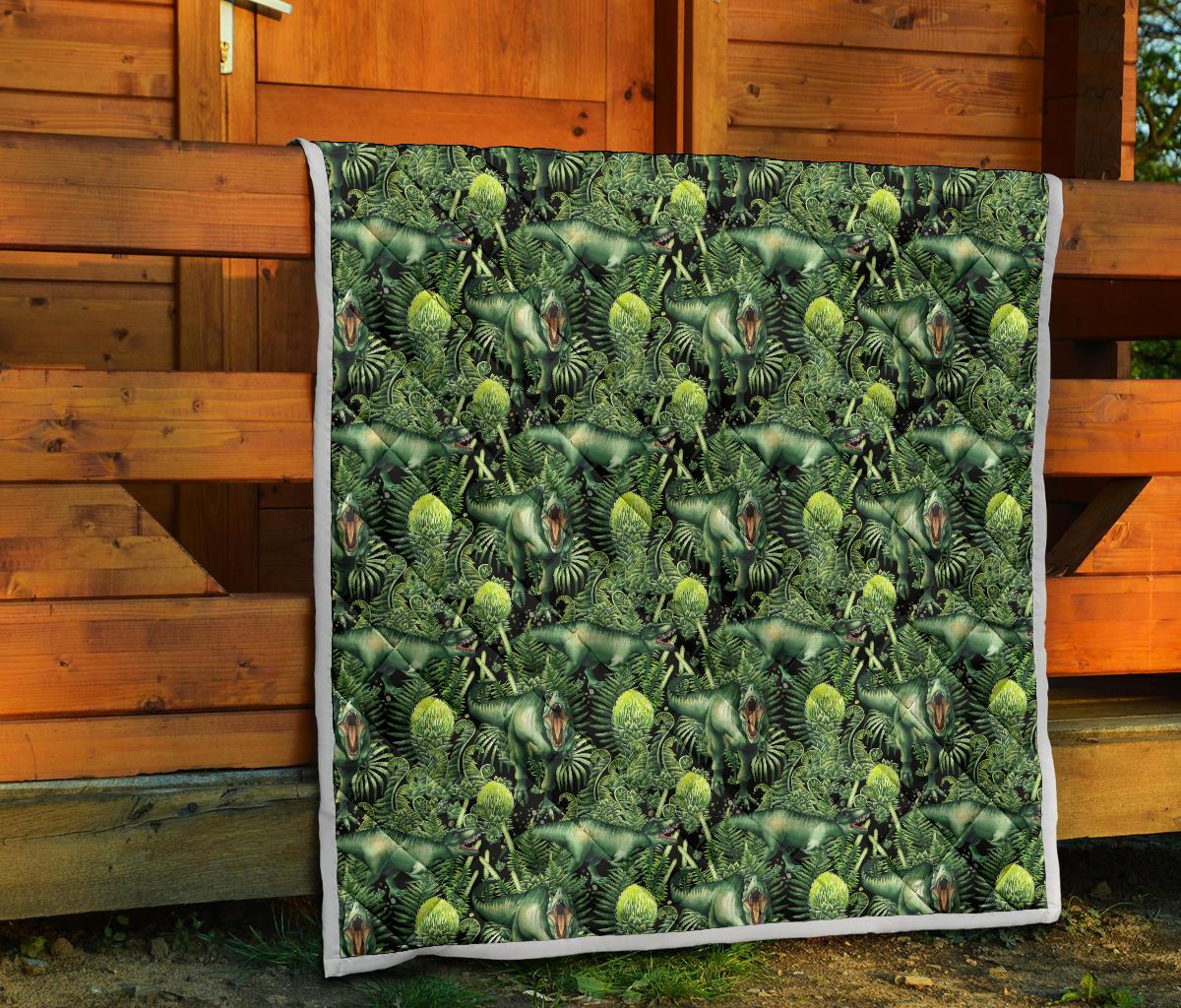 Dinosaur T Rex Print Pattern Premium Quilt-JTAMIGO.COM