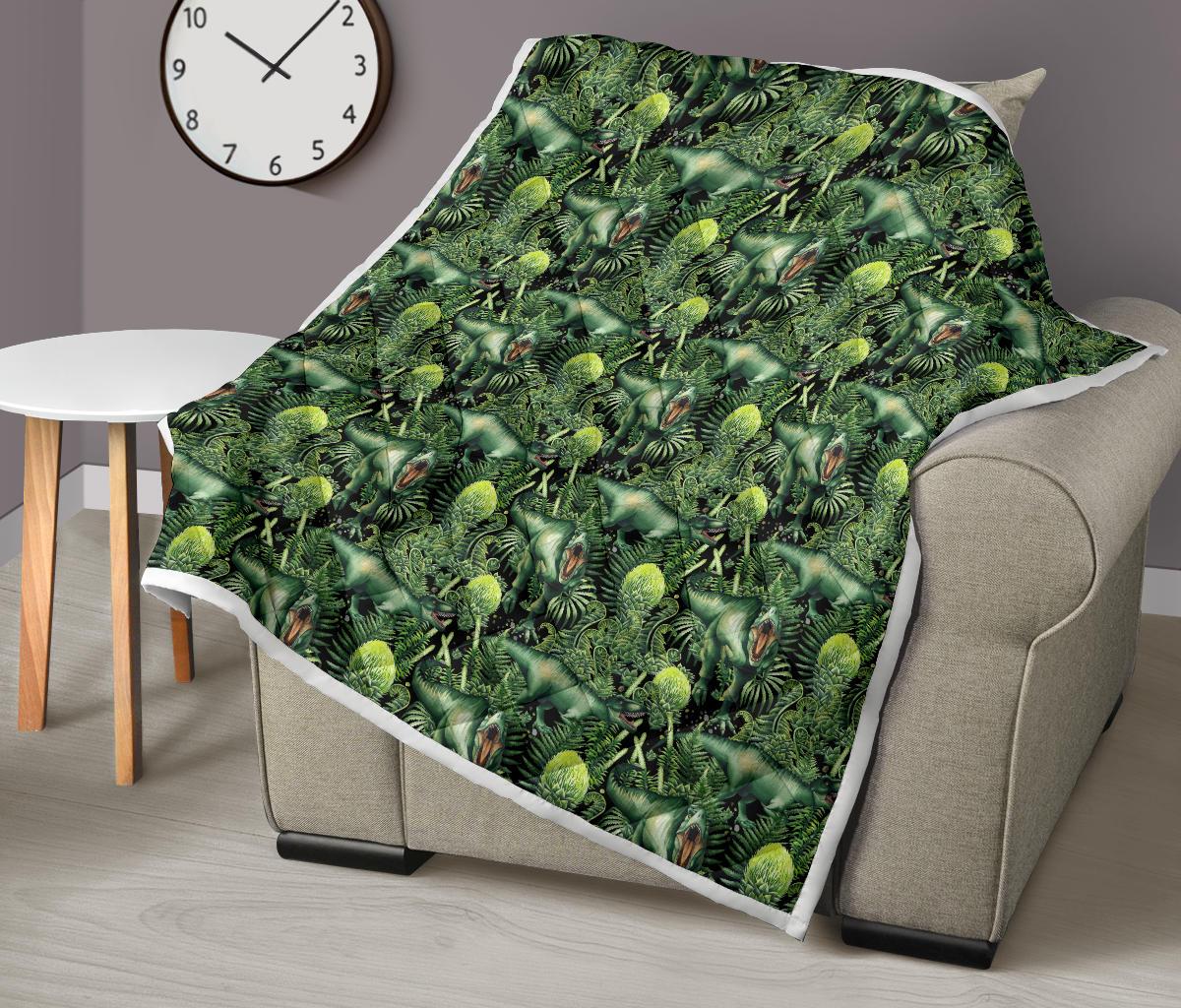 Dinosaur T Rex Print Pattern Premium Quilt-JTAMIGO.COM
