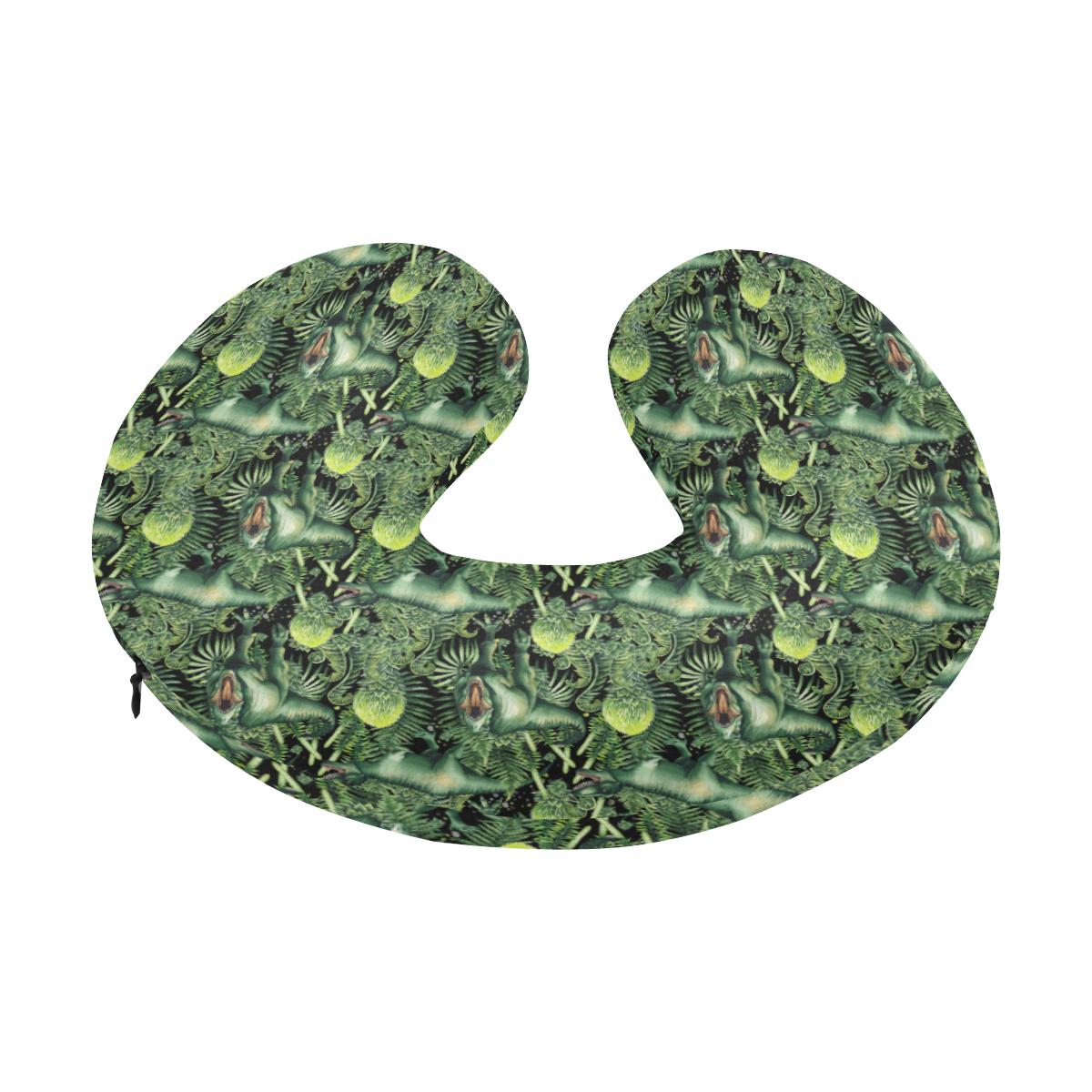 Dinosaur T Rex Print Pattern U-Shaped Travel Neck Pillow-JTAMIGO.COM