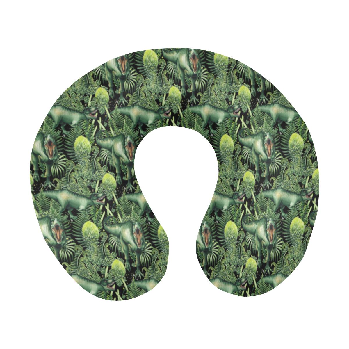 Dinosaur T Rex Print Pattern U-Shaped Travel Neck Pillow-JTAMIGO.COM