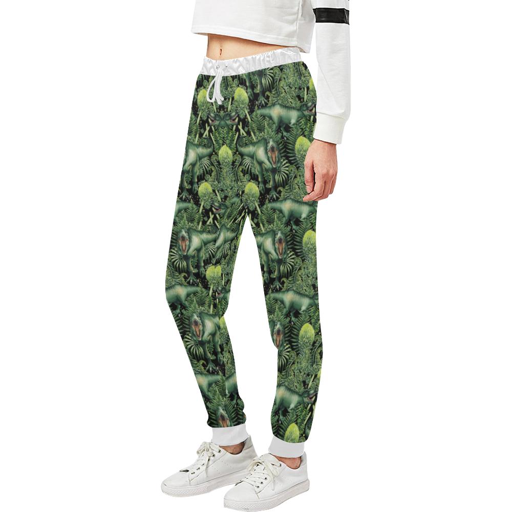 Dinosaur T Rex Print Pattern Unisex Casual Sweatpants (Model L11)-JTAMIGO.COM
