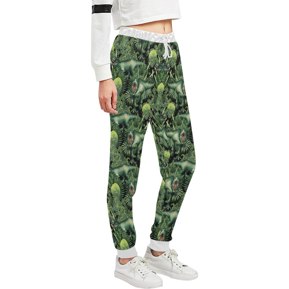 Dinosaur T Rex Print Pattern Unisex Casual Sweatpants (Model L11)-JTAMIGO.COM
