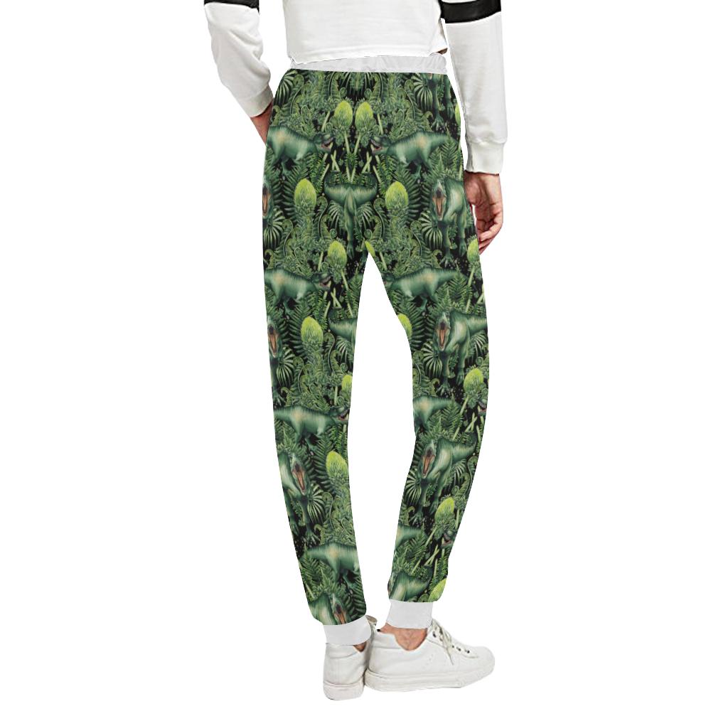 Dinosaur T Rex Print Pattern Unisex Casual Sweatpants (Model L11)-JTAMIGO.COM