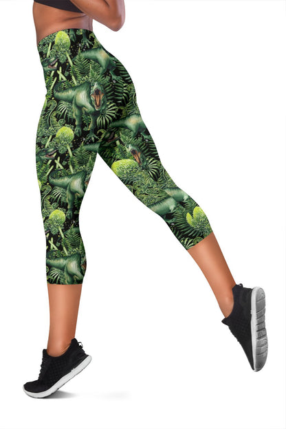 Dinosaur T Rex Print Pattern Women Capris