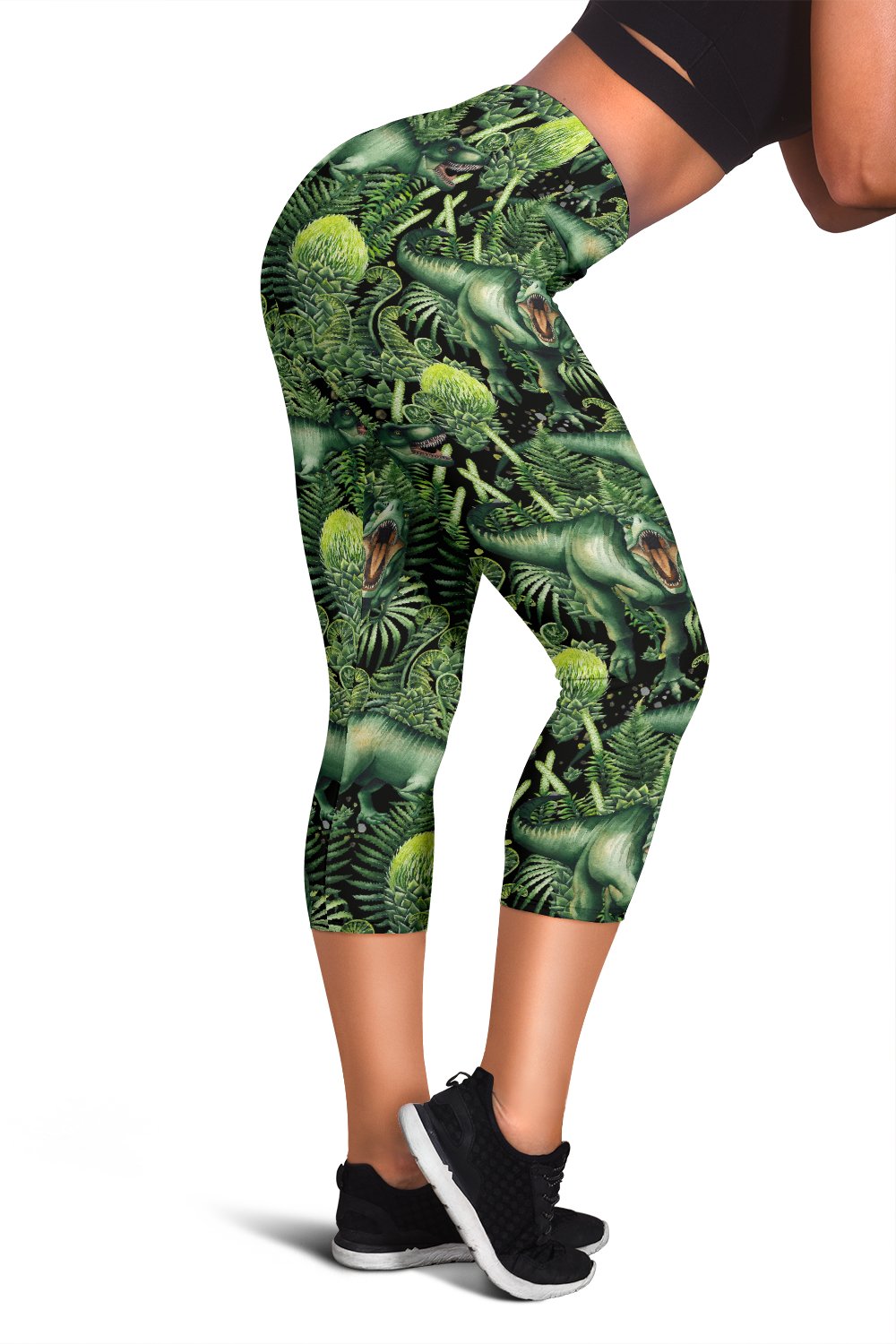 Dinosaur T Rex Print Pattern Women Capris