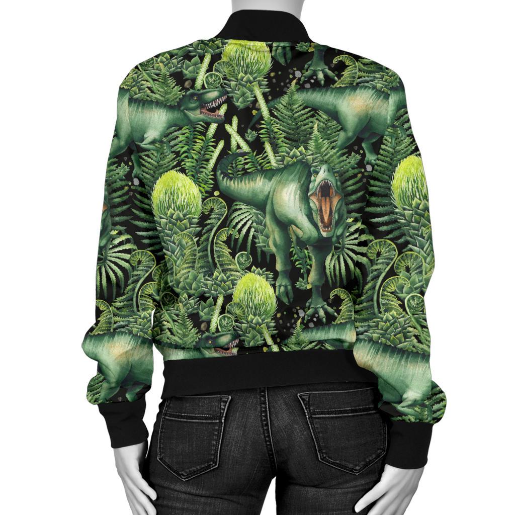 Dinosaur T Rex Print Pattern Women Casual Bomber Jacket