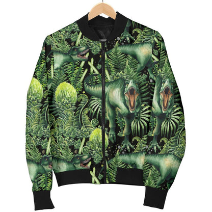 Dinosaur T Rex Print Pattern Women Casual Bomber Jacket