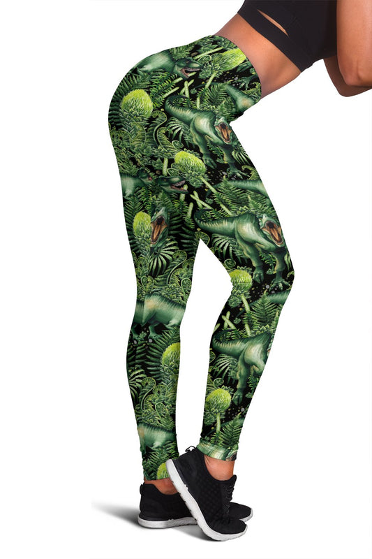 Dinosaur T Rex Print Pattern Women Leggings