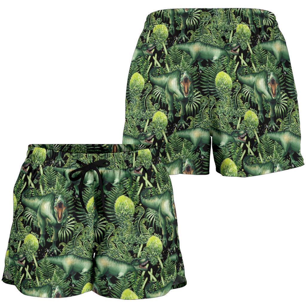 Dinosaur T Rex Print Pattern Women Shorts-JTAMIGO.COM