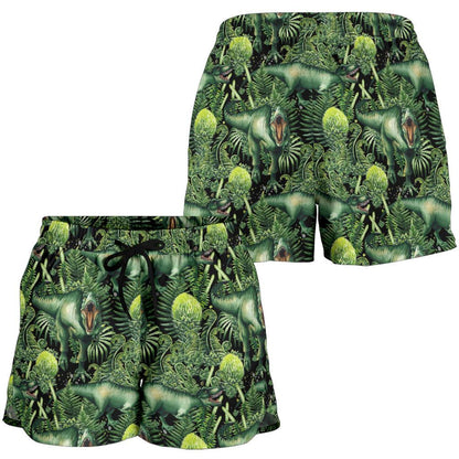 Dinosaur T Rex Print Pattern Women Shorts-JTAMIGO.COM