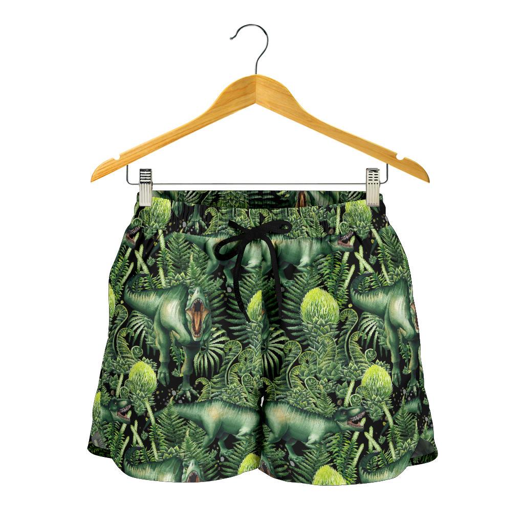 Dinosaur T Rex Print Pattern Women Shorts-JTAMIGO.COM