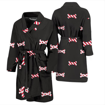 Dog Bone Pattern Print Design 04 Men Bathrobe-JORJUNE.COM