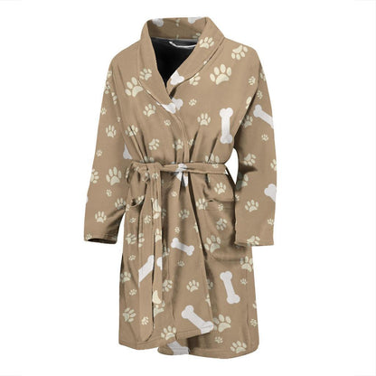 Dog Bone Paw Pattern Print Design 01 Men Bathrobe-JORJUNE.COM