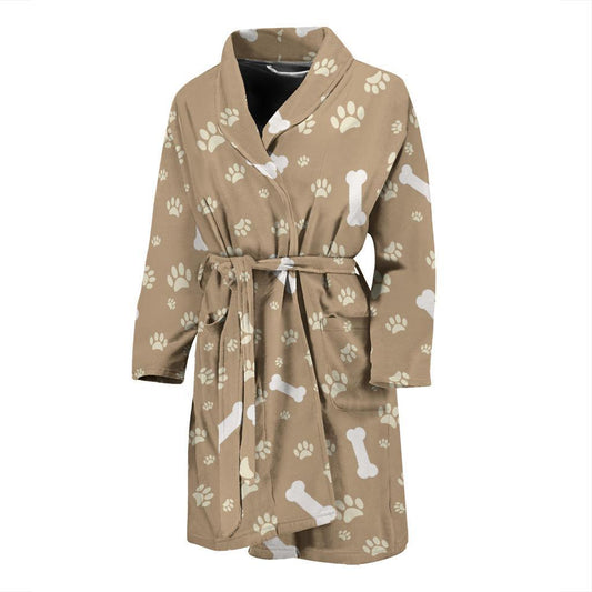 Dog Bone Paw Pattern Print Design 01 Men Bathrobe-JORJUNE.COM