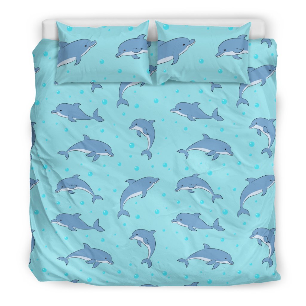 Dolphin Baby Cute Print Pattern Duvet Cover Bedding Set